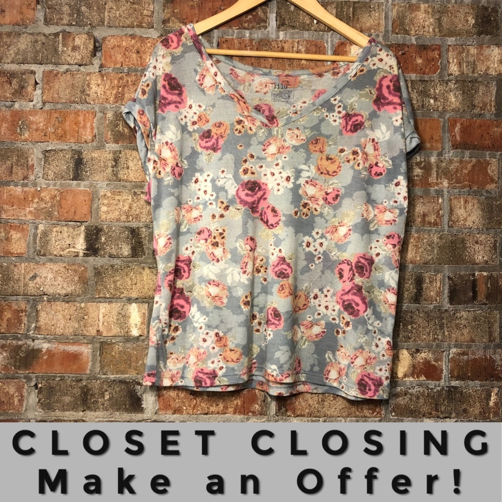 Lilu light blue floral short sleeve top